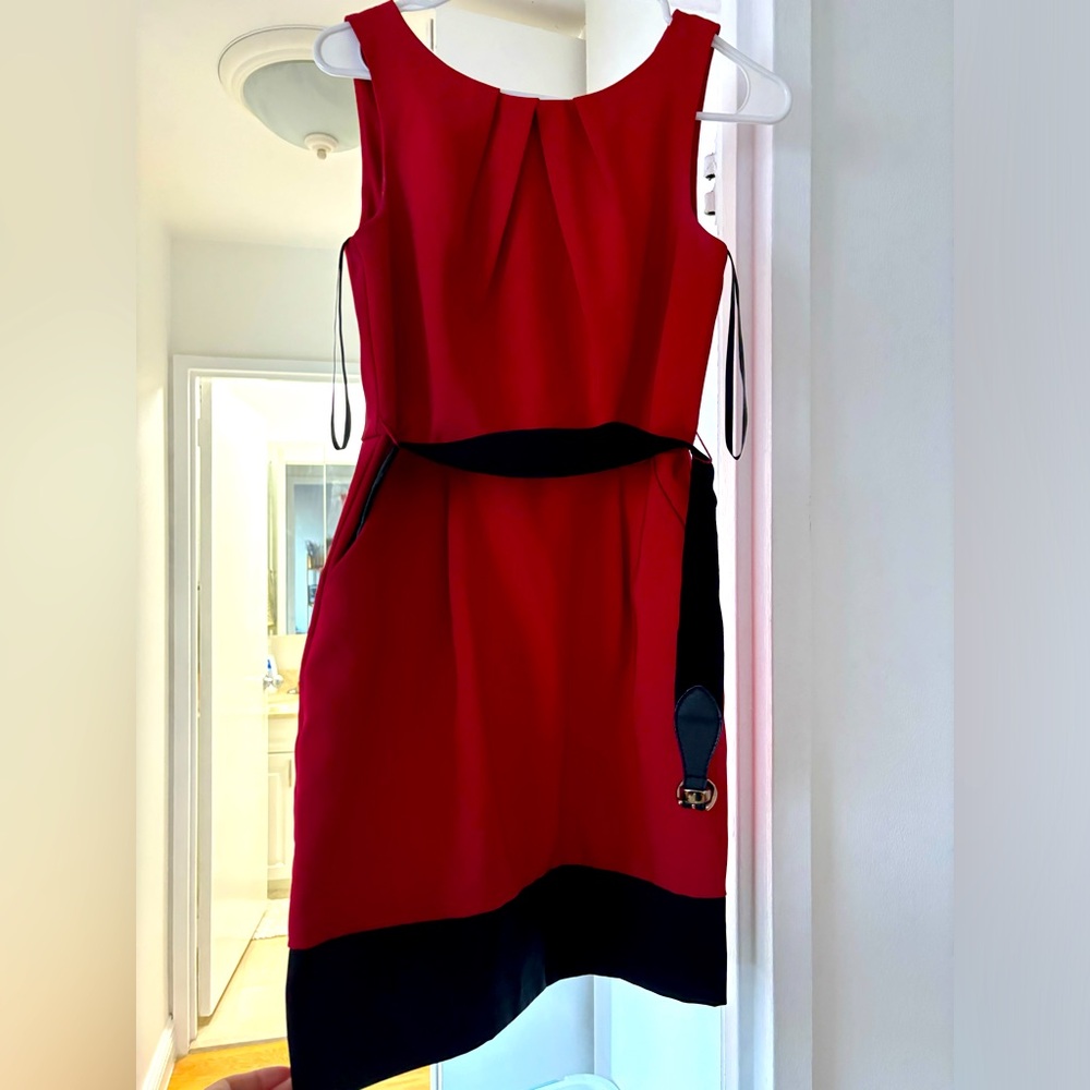 Red dress with belt